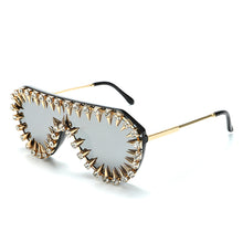 Load image into Gallery viewer, Steampunk Diamond Oversized Sunglasses For Women  Punk Rhinestones One Piece Sun Glasses Men Hip Hop Shades Eyewear UV400