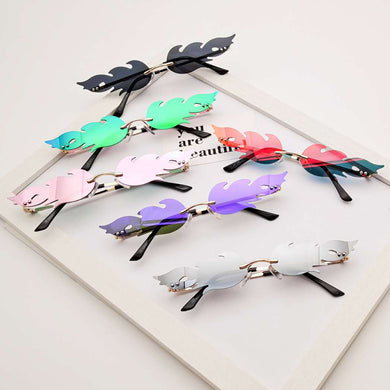 Steampunk Fire Flame Sunglasses Women  Brand Designer Sun Glasses Female Metal Small Frame Pink Purple Mirror Vintage