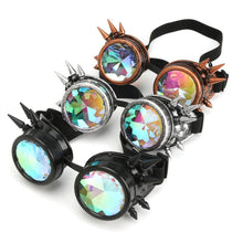 Carica l&#39;immagine nel visualizzatore di Gallery, Steampunk Goggles Sunglasses Men Women Kaleidoscope Glasses Rave Festival Holographic Glasses Retro Party Cosplay Goggle Eyewear