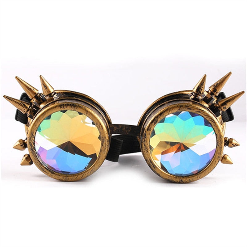 Steampunk Goggles Sunglasses Men Women Kaleidoscope Glasses Rave Festival Holographic Glasses Retro Party Cosplay Goggle Eyewear