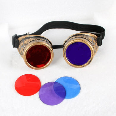 Steampunk Goggles Unisex Gothic Vintage Style Punk Gothic Glasses Cosplay bronze frame 7 colour lens fashion