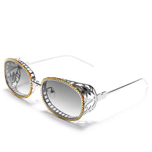 Load image into Gallery viewer, Steampunk Oval Sunglasses Men  Crystal Hollow Engrave Metal Frame Sun Glasses Women UV400 Rhinestone Punk Eyeglasses