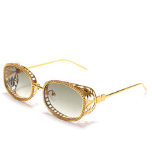 Load image into Gallery viewer, Steampunk Oval Sunglasses Men  Crystal Hollow Engrave Metal Frame Sun Glasses Women UV400 Rhinestone Punk Eyeglasses