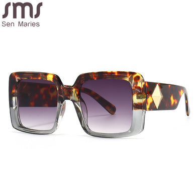 Steampunk Oversized Sunglasses Women Men Square Sun Glasses Thick  Frame UV400 Shades Eyewear Gradient Lens Eyeglasses