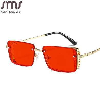 Steampunk Rectangle Sunglasses Men Women Brand Designer Retro Punk Metal Frame Colorful Lens Sun Glasses Vintage