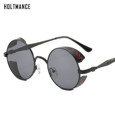 Steampunk Retro HD Polarized Round Metal Sunglasses Men UV400 Men's Sunglasses Feminin Women's Sun Glasses Retro Gafas De Sol