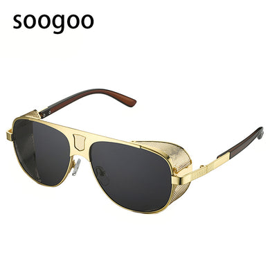 Steampunk Retro Square Sunglasses Men Vintage Punk Classic Big Frame Sun Glasses  Brand Designer Eyewear UV 400