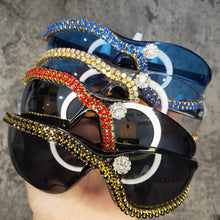 Load image into Gallery viewer, Steampunk Rhinestone Goggle Women Y2K Sunglasses  Female Men One-Piece Punk Sun Glasses Shades Eyewear Lady Rideing Eyeglasses