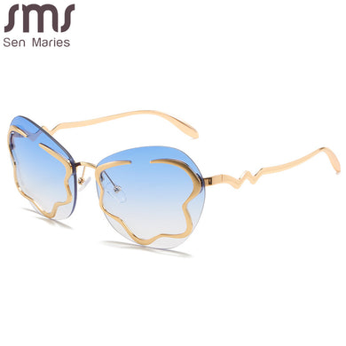 Steampunk Rimless Sunglasses Women Cloud Gradient Sun Glasses UV400 Protection Female Eyewear Trending  Eyeglasses Men