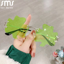 Load image into Gallery viewer, Steampunk Rimless Sunglasses Women Lucky Clover Sun Glasses Men UV400 Driving Shades Punk Frameless Goggles Eyewear Gafas De Sol
