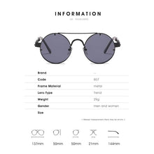 Load image into Gallery viewer, Steampunk Round Metal Frame Sunglasses Men Women Brand Designers Outdoor Sports Driving Fishing Glasses Party Glasses UV400