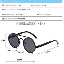 Load image into Gallery viewer, Steampunk Round Sunglasses Brand Design Men Women Vintage Metal Punk Sun glasses UV400 Shades