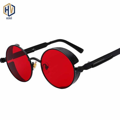 Steampunk Round Sunglasses Men Women Metal Frame Spring Leg Sun Glasses  Resin Lens UV400 Eyeglasses
