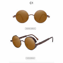 Load image into Gallery viewer, Steampunk Round Sunglasses Men Women Metal Frame Spring Leg Sun Glasses  Resin Lens UV400 Eyeglasses