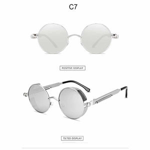 Steampunk Round Sunglasses Men Women Metal Frame Spring Leg Sun Glasses  Resin Lens UV400 Eyeglasses