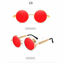 Load image into Gallery viewer, Steampunk Round Sunglasses Men Women Metal Frame Spring Leg Sun Glasses  Resin Lens UV400 Eyeglasses