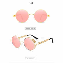 Load image into Gallery viewer, Steampunk Round Sunglasses Men Women Metal Frame Spring Leg Sun Glasses  Resin Lens UV400 Eyeglasses