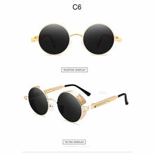 Load image into Gallery viewer, Steampunk Round Sunglasses Men Women Metal Frame Spring Leg Sun Glasses  Resin Lens UV400 Eyeglasses