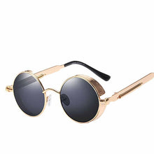 Load image into Gallery viewer, Steampunk Round Sunglasses Men Women Metal Frame Spring Leg Sun Glasses  Resin Lens UV400 Eyeglasses
