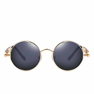 Steampunk Round Sunglasses Men Women Metal Frame Spring Leg Sun Glasses  Resin Lens UV400 Eyeglasses