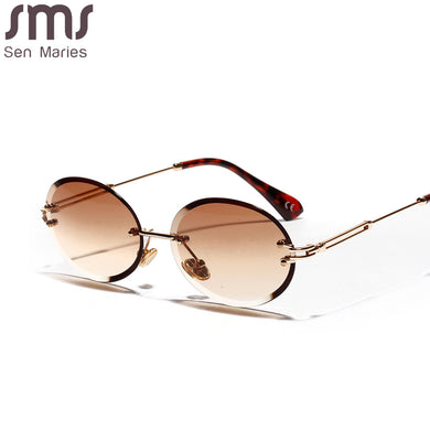 Steampunk Round Sunglasses Women Vintage Sunglasses Men Retro Rimless Oval Sunglasses Brand Designer  Eyewear Glasses