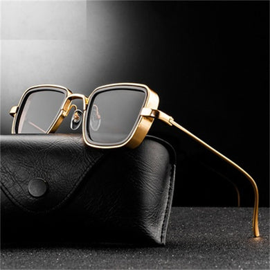 Occhiali da sole quadrati stile Steampunk Occhiali da sole con lenti colorate con montatura quadrata in lega di marca da donna, stile gotico classico 