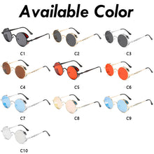 Load image into Gallery viewer, Steampunk Sunglasses Brand Designer Men Women Vintage Metal Punk Round Sun glasses UV400 Shades