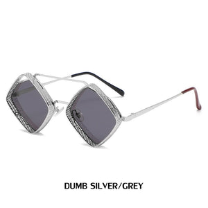 Steampunk Sunglasses Men Women Brand Designer Vintage Rhombus Metal Frame Sun Glasses UV400 Shades Geometry Eyewear