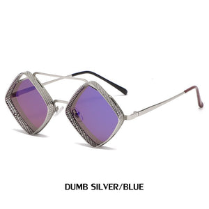 Steampunk Sunglasses Men Women Brand Designer Vintage Rhombus Metal Frame Sun Glasses UV400 Shades Geometry Eyewear