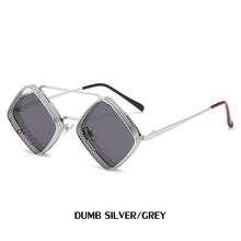 Load image into Gallery viewer, Steampunk Sunglasses Men Women Brand Designer Vintage Rhombus Metal Frame Sun Glasses UV400 Shades Geometry Eyewear
