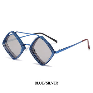 Steampunk Sunglasses Men Women Brand Designer Vintage Rhombus Metal Frame Sun Glasses UV400 Shades Geometry Eyewear