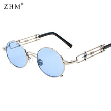 Load image into Gallery viewer, Steampunk Sunglasses Men&#39;s Retro Sunglasses Metal Frame Gold Black Oval Sunglasses Gafas de sol UV400