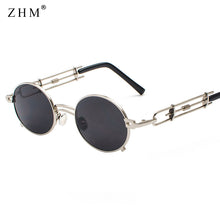 Load image into Gallery viewer, Steampunk Sunglasses Men&#39;s Retro Sunglasses Metal Frame Gold Black Oval Sunglasses Gafas de sol UV400