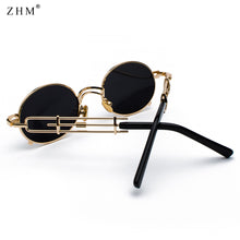 Load image into Gallery viewer, Steampunk Sunglasses Men&#39;s Retro Sunglasses Metal Frame Gold Black Oval Sunglasses Gafas de sol UV400