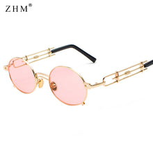 Load image into Gallery viewer, Steampunk Sunglasses Men&#39;s Retro Sunglasses Metal Frame Gold Black Oval Sunglasses Gafas de sol UV400