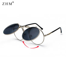 Load image into Gallery viewer, Steampunk Sunglasses Round Metal OCULOS De Sol Women Style Retro Flip Circular Double Metal Sun Glasses Men CIRCLE SUN GLASSES
