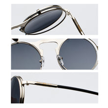 Load image into Gallery viewer, Steampunk Sunglasses Round Metal OCULOS De Sol Women Style Retro Flip Circular Double Metal Sun Glasses Men CIRCLE SUN GLASSES
