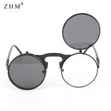Load image into Gallery viewer, Steampunk Sunglasses Round Metal OCULOS De Sol Women Style Retro Flip Circular Double Metal Sun Glasses Men CIRCLE SUN GLASSES