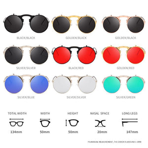 Steampunk Sunglasses Round Metal Women Style Retro Flip Circular Double Metal Sun Glasses Men CIRCLE SUN GLASSES