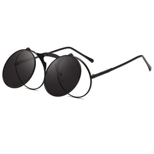 Steampunk Sunglasses Round Metal Women Style Retro Flip Circular Double Metal Sun Glasses Men CIRCLE SUN GLASSES