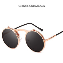 Load image into Gallery viewer, Steampunk Sunglasses Round Metal Women Style Retro Flip Circular Double Metal Sun Glasses Men CIRCLE SUN GLASSES