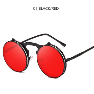 Steampunk Sunglasses Round Metal Women Style Retro Flip Circular Double Metal Sun Glasses Men CIRCLE SUN GLASSES