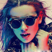 Load image into Gallery viewer, Steampunk Sunglasses Women Men Retro Goggles Round Flip Up Sun Glasses Female Steam Punk Vintage Eyewear Oculos De Sol