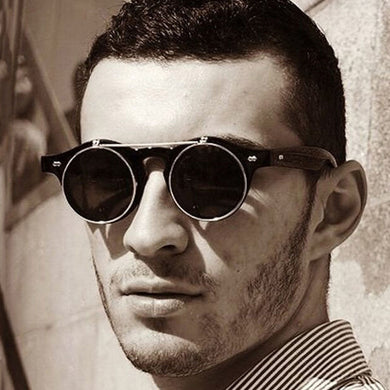 Steampunk Sunglasses Women Men Retro Goggles Round Flip Up Sun Glasses Female Steam Punk Vintage Eyewear Oculos De Sol