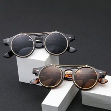Load image into Gallery viewer, Steampunk Sunglasses Women Men Retro Goggles Round Flip Up Sun Glasses Female Steam Punk Vintage Eyewear Oculos De Sol