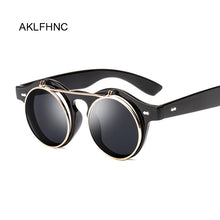 Load image into Gallery viewer, Steampunk Sunglasses Women Men Retro Goggles Round Flip Up Sun Glasses Female Steam Punk Vintage Eyewear Oculos De Sol