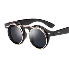 Load image into Gallery viewer, Steampunk Sunglasses Women Men Retro Goggles Round Flip Up Sun Glasses Female Steam Punk Vintage Eyewear Oculos De Sol