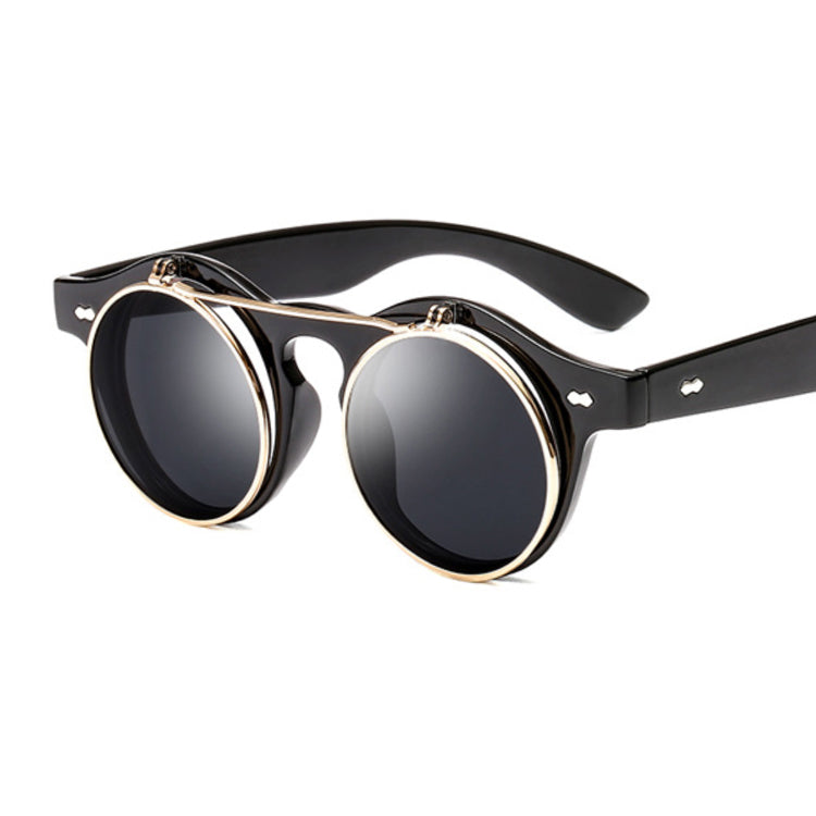 Steampunk Sunglasses Women Men Retro Goggles Round Flip Up Sun Glasses Female Steam Punk Vintage Eyewear Oculos De Sol