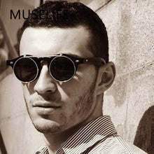 Carica l'immagine nel visualizzatore di Gallery, Steampunk Sunglasses Women Round Glasses Goggles Men Side Visor Circle Lens Unisex Vintage Retro Style Punk Oculos De Sol