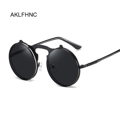 Steampunk Sunglasses Women Round Glasses Goggles Men Side Visor Circle Lens Unisex Vintage Retro Style Punk Oculos De Sol